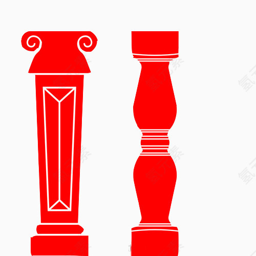 罗马柱手绘画素材图片