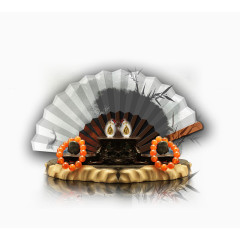 地产中国风水墨折扇