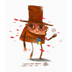 可爱儿童手绘插画牛仔