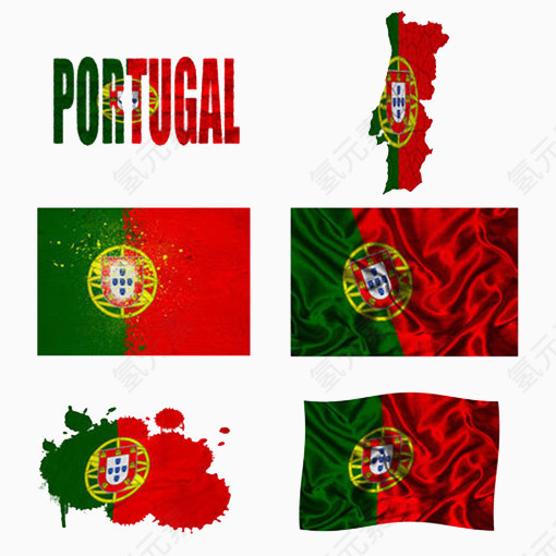 多种类葡萄牙国旗创意