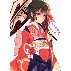 拿伞的日本少女