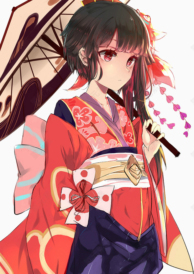 拿伞的日本少女