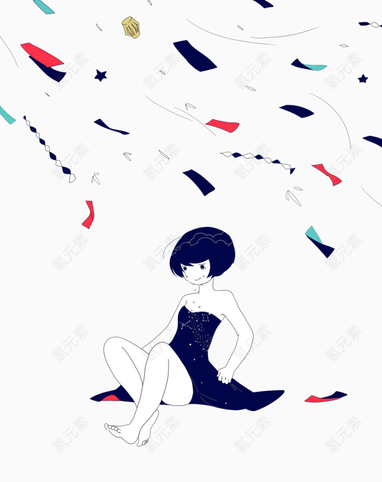 飘零的纸片与黑衣女孩
