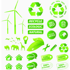 有质感的绿色环保设计图标