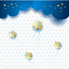 发光的星星漂浮的云彩点点背景矢量图