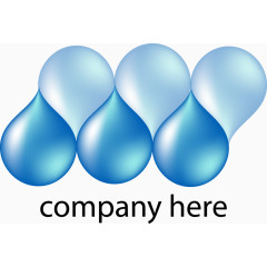 蓝色抽象水滴字母图案