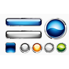 科技感蓝色质感网页图标按钮