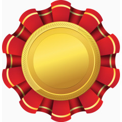 矢量手绘奖牌奖章金色红边