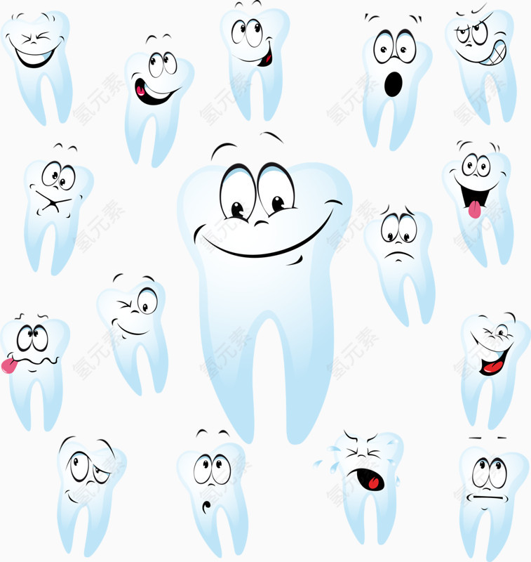 卡通手绘牙齿
