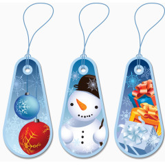 圣诞主题蓝色吊卡矢量素材