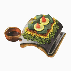 寿司意面手绘画素材图片