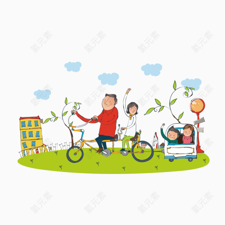 矢量手绘单车素材