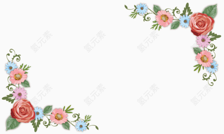 美丽边角玫瑰花装饰素材