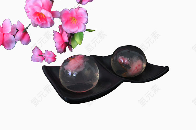 黑磁盘樱花水信玄饼