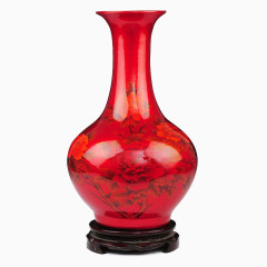 红色花瓶 瓷瓶
