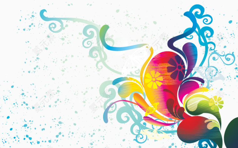 缤纷多彩墨迹花纹潮流元素