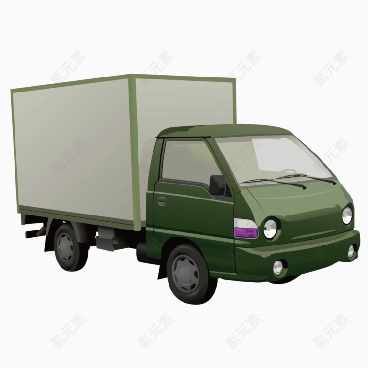 矢量小型箱式皮卡绿色汽车
