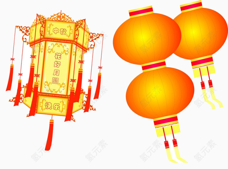 中秋佳节灯笼矢量图