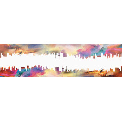 油画风格城市大楼