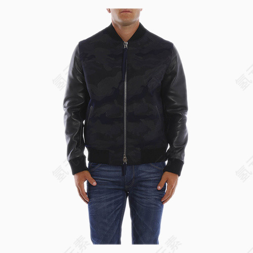 小牛皮迷彩印花外套