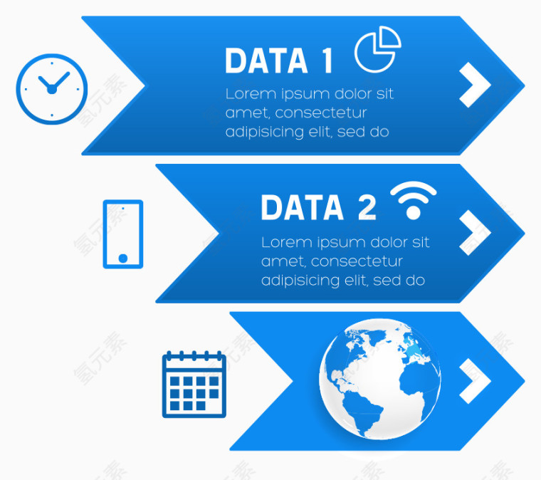蓝色箭头分类矢量