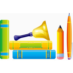 矢量文具卡通素材书本铅笔