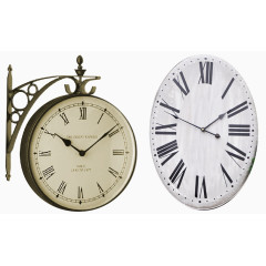 欧式复古挂钟和白色挂钟