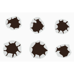 扁平化风格的枪支射击子弹孔