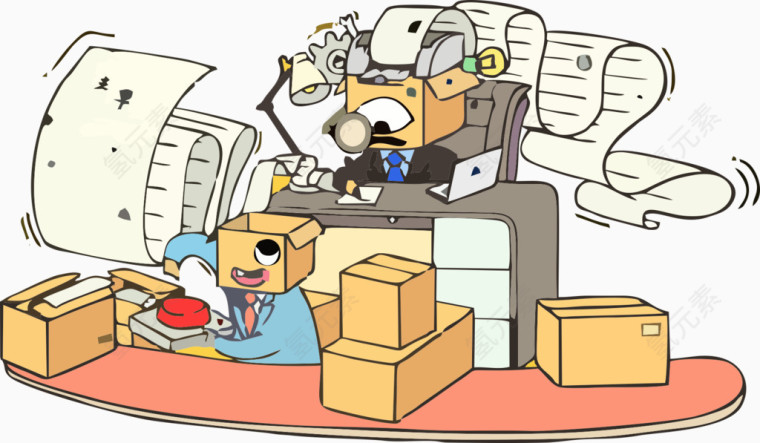 快递与包裹忙碌插画
