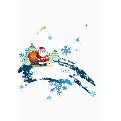 滑雪的圣诞老人矢量素材