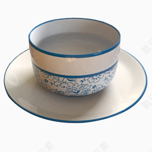 蓝色花边碗筷