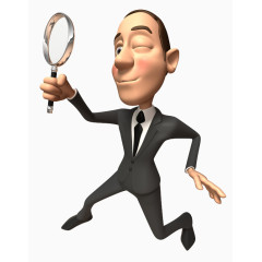 拿着放大镜的3D小人