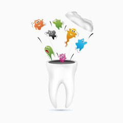 牙齿 牙齿细菌 爱护牙齿 矢量图