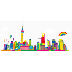 卡通可爱彩色上海城市
