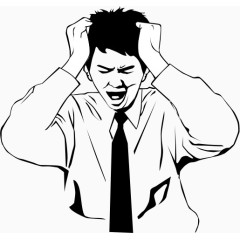 抓头发烦躁的漫画男子