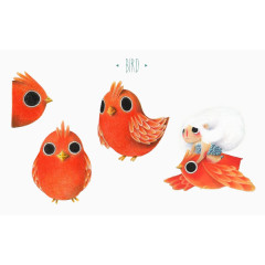 手绘精灵小鸟图案