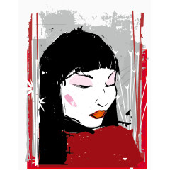 矢量美女装饰图案免扣素材
