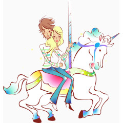 情人旋转木马PNG矢量素材