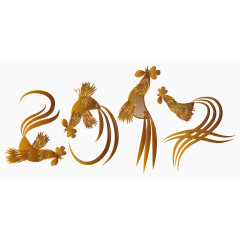 矢量手绘金色大公鸡