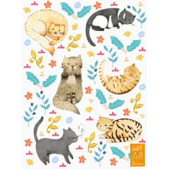 手绘各种花纹猫咪