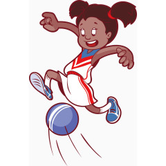 踢球的小女孩矢量