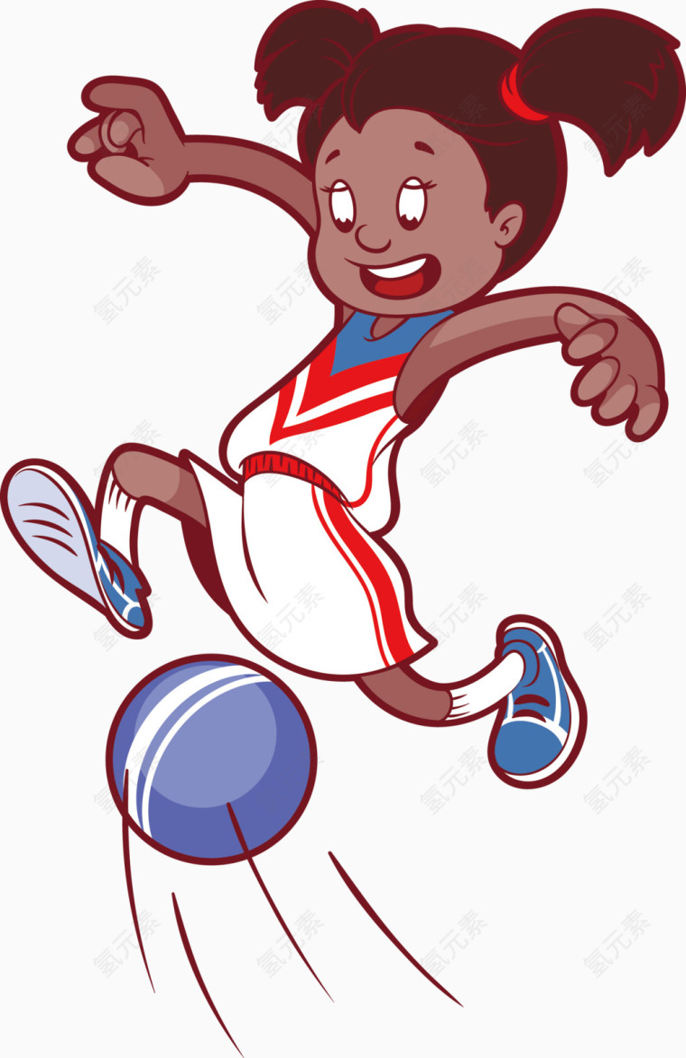 踢球的小女孩矢量