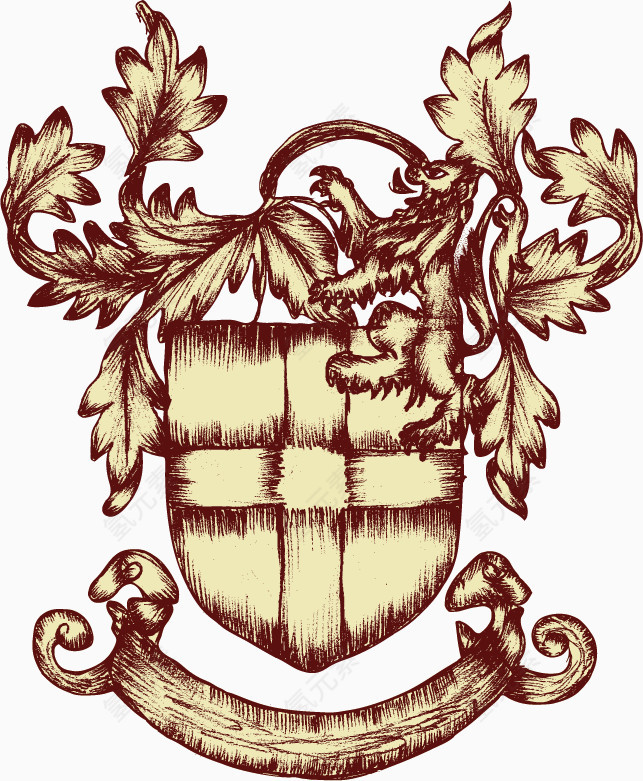 手绘草图纹章的盾牌