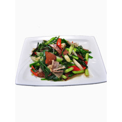 大蒜炒咸肉图片