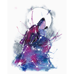 矢量对月嚎叫的狼