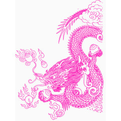 红色龙剪纸装饰