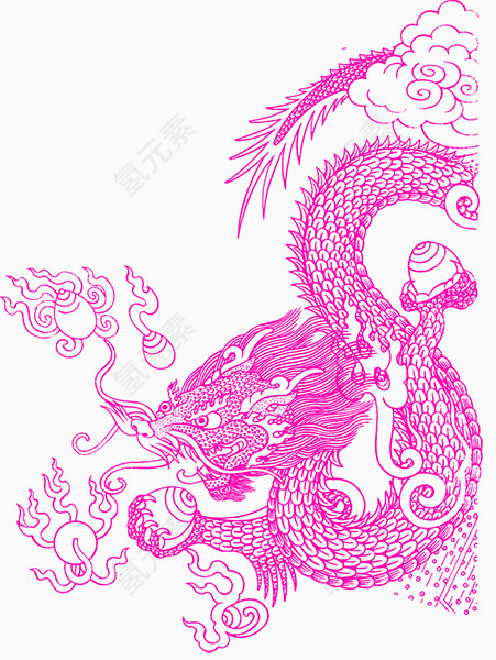 红色龙剪纸装饰