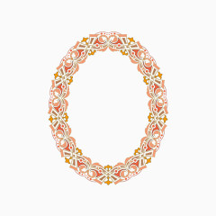 精美粉色花纹椭圆边框