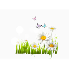 矢量彩色春天来了蝴蝶花朵图案