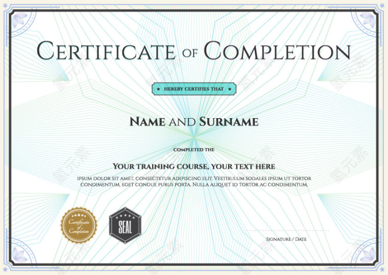 矢量高档荣誉证书